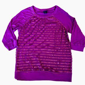 Daytrip XS Striped Sequin magenta Fuchsia tunic top beautiful and comfy too EUC